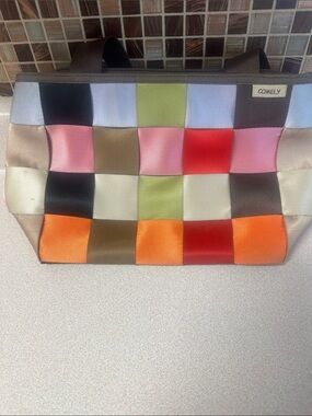 COMELY Multicolor Woven Satin Tote Bag